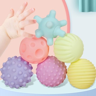 6x Textured Ball Toy Soft Elastic Multicolor Hands Squeeze Balls Set For B