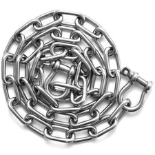 1/4" x 4' Boat Anchor Chain 316 Stainless Steel Chain w/ 2 Shackles