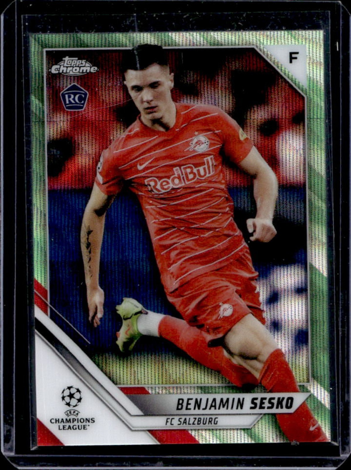 2021 Topps Chrome UEFA Benjamin Sesko RC Neon Green Wave Refractor #/99 Salzburg