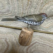 PETER PELTZ 6” WOOD THRUSH Carved Bird FOLK ART CAPE COD Elmer Crowell Decoy Art