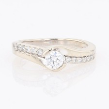 .41ctw Round Diamond Solitaire w / Accents Engagement Ring 14k White Gold Size 5