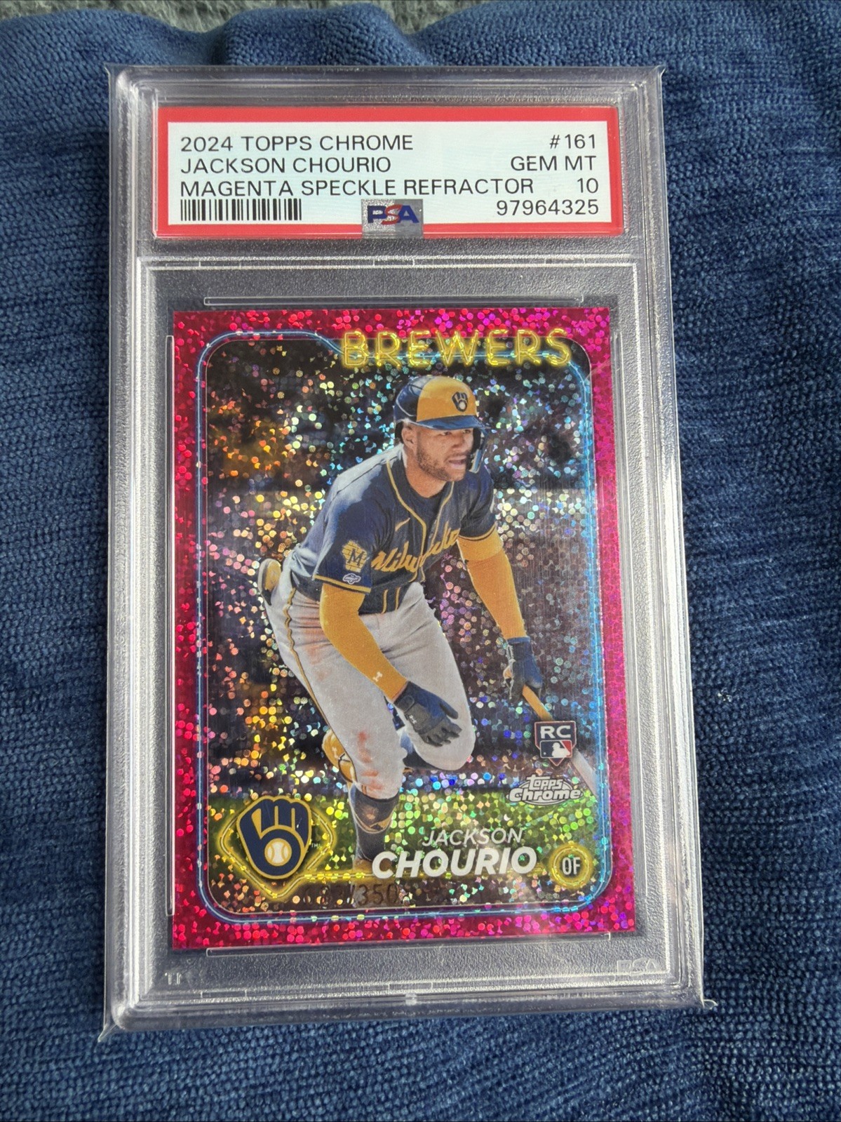 2024 Topps Chrome - Jackson Chourio #161 Magenta Speckle Refractor /350 (RC)