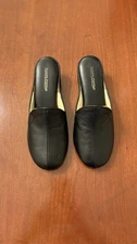 Daniel Green Slippers Black Kidskin Leather Wedge Size 6 Narrow