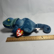 TY Beanie Baby - RAINBOW the Chameleon dark blue  9 inch - MWMTs Stuffed Toy
