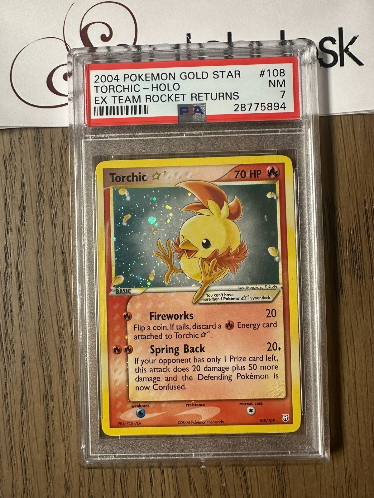 PSA 7 - Pokemon TORCHIC Gold Star 108/109 - EX TEAM ROCKET RETURNS - FOIL RARE
