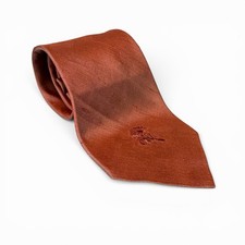 Vintage 1970s Countess Mara Embroidered Logo Tie Orange Slightly iridescent 