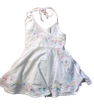 White Pastel Embroidered Girls Spring Dress