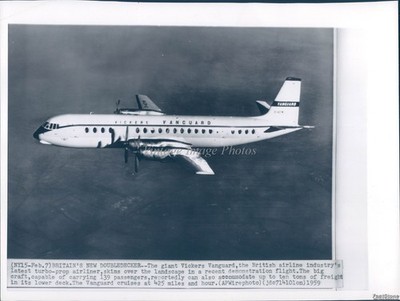 1959 Vickers Vanguard Airliner British Turbo Prop Wirephoto Vintage 8x10