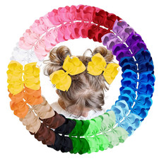 40Pcs 4.5" Hair Bows Clips Grosgrain Ribbon, Alligator Clips, Barrettes Hair Acc