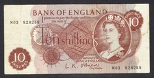 GB QEII - 1961 O BRIEN B287 - 10s TEN SHILLINGS BANKNOTE - REPLACEMENT NOTE