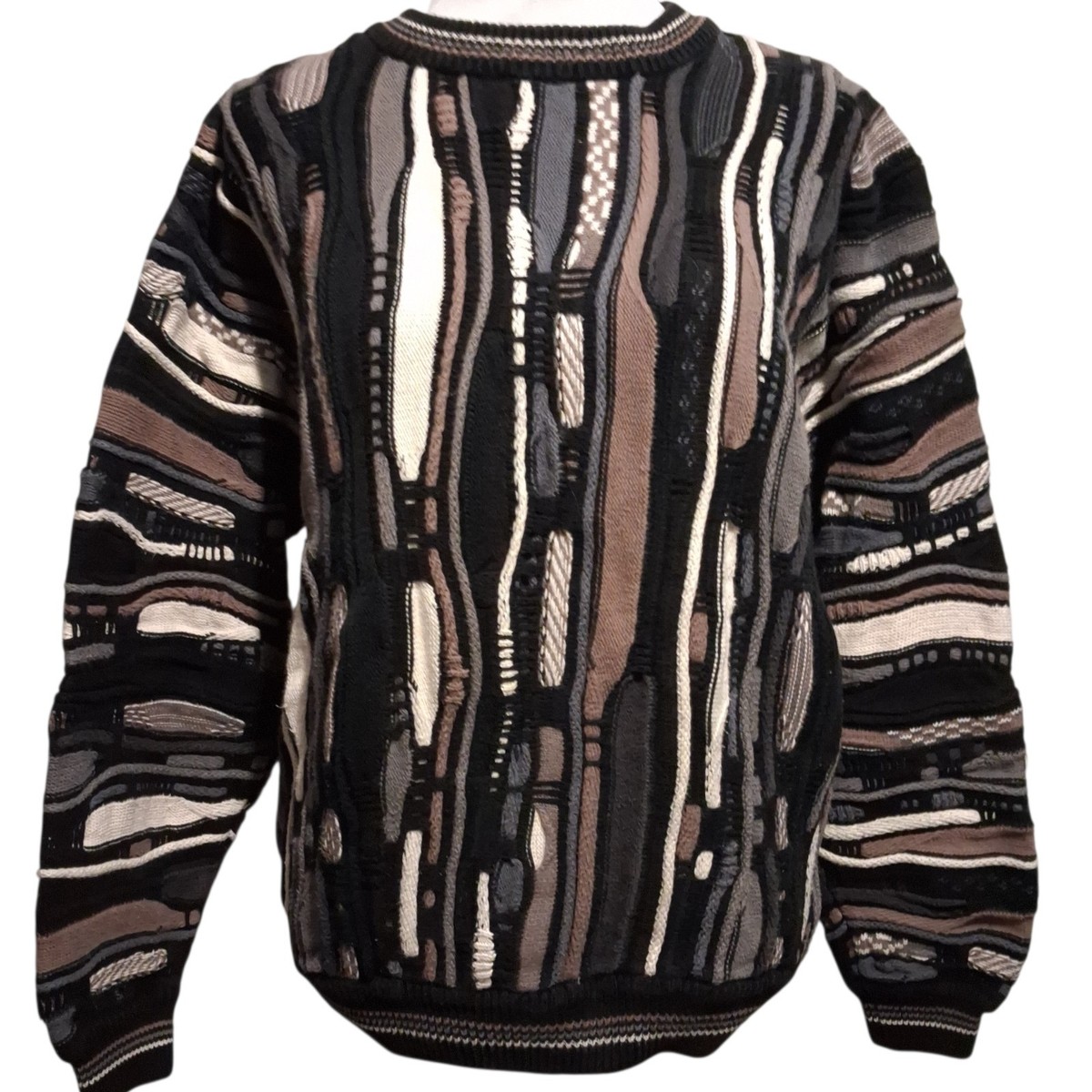 Cotton Traders Sweater Heavy Textured 3D Knit Coogi Style Vintage 