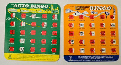 Pair 2 REGAL Auto Bingo Travel Game Traffic Highway Interstate Car License Cards
