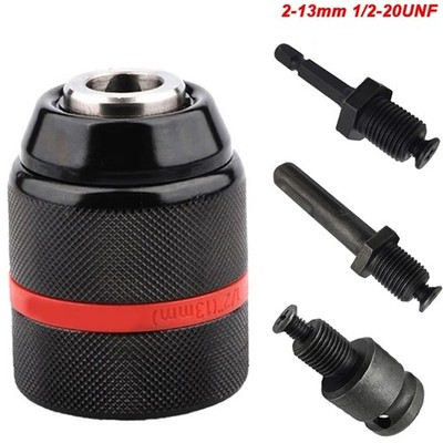 2 13mm Keyless Drill Chuck 3-Jaw Self-Locking Ratchet 1/2-20UNF Metal Adapter