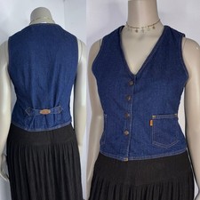 Vintage Levis 70s 80s Western Denim Vest Orange Tab Cowgirl Waistcoat