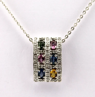 Anhänger Gold 750 18K  Rubine  verschiden farbige Saphire  41 Diamanten - Bild 1 von 4