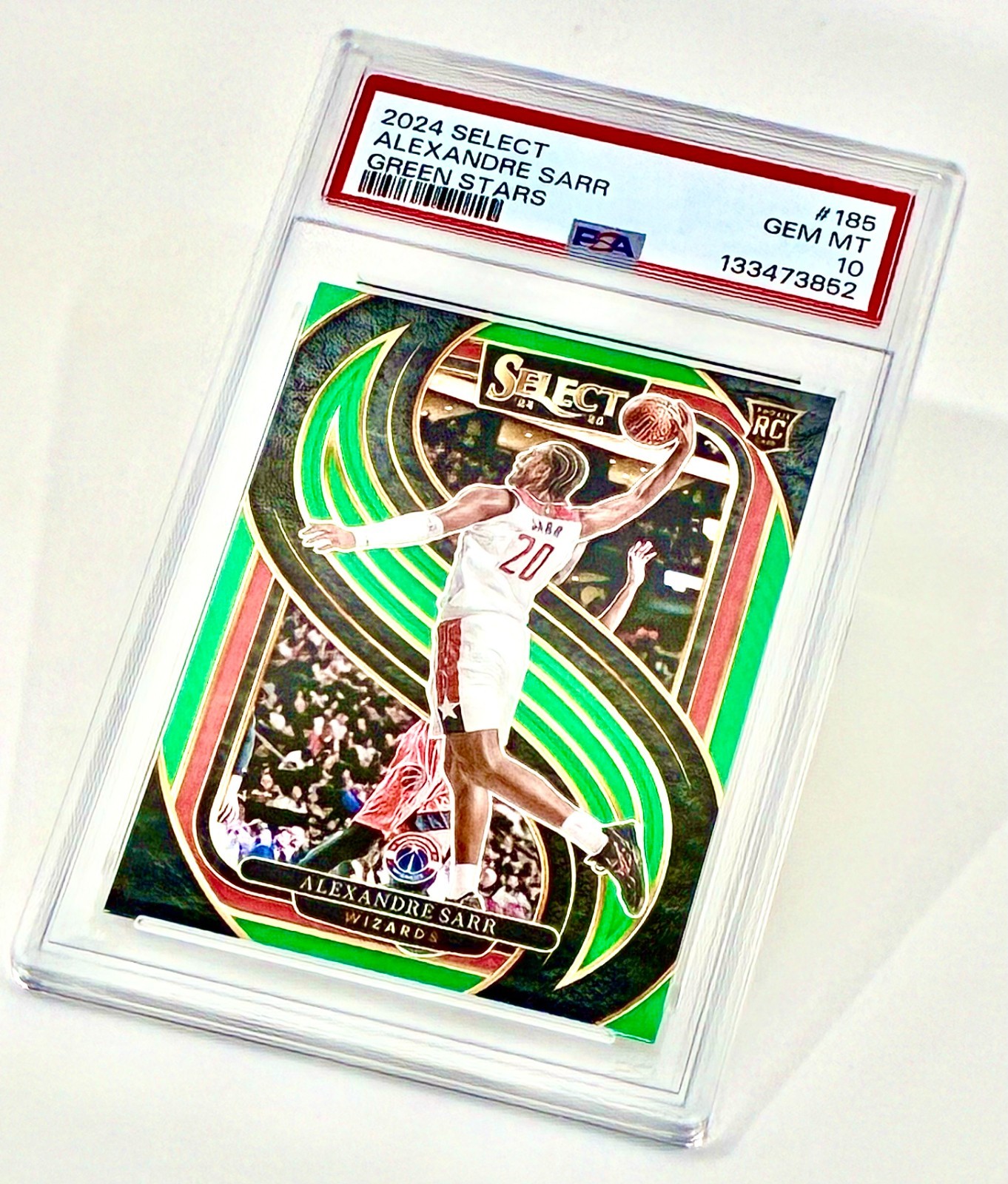 2024 Panini Select - Alexandre Sarr #185 Green Stars Prizm (RC) PSA 10 GEM