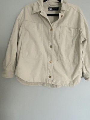 Zara Womens Oversized Denim Shacket Jack Medium WhiteSnap Boho Grunge