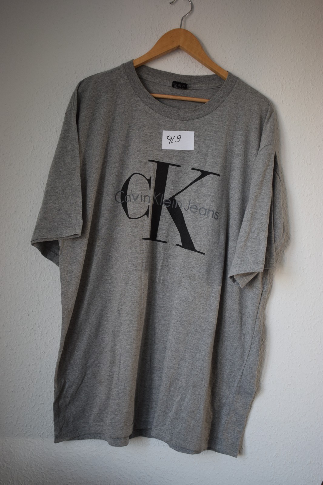 Vintage Calvin Klein Jeans Big Logo T-Shirt - Heather Grey - Size XXL - 100% Cot image 3