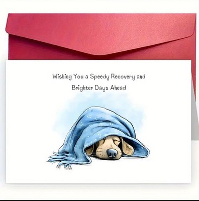 Get Well Soon Cute Dog Blank Card With Envelope Dogs