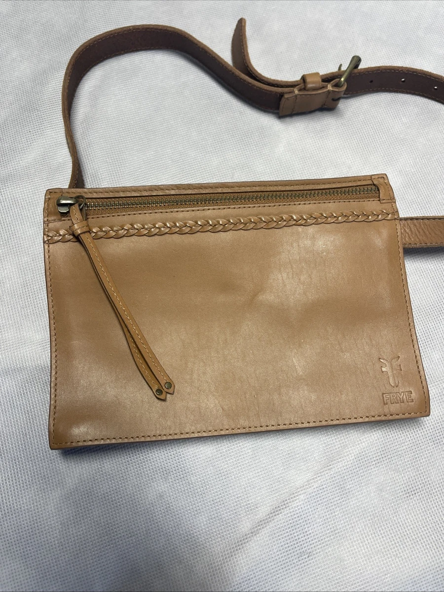 FRYE Camel Cross Body / Waist Purse / Fanny Pack - Brass Buckle - 8” x 5” Pouch Frye Belt Bag & Fanny Pack Handbags & Bags for Women for  main image 3