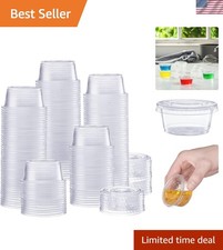 2 oz Jello Shot Cups with Lids 200 Count Clear Plastic Portion Containers, ...