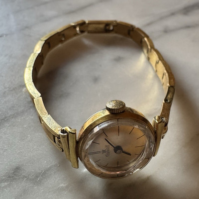 Exquisit Vintage Women's Manual Mechanical Gold Tone Bracelet Watch 15mm