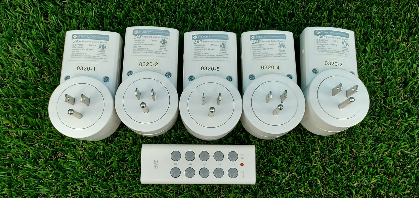 WORKS ZAP Remote Outlet Switch By Etekcity 5 Outlets & Remote (5 Plugs/1 Remote)