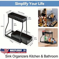 Multi-Purpose Pull-Out Storage Organizers, Under Sink/Cabinet Organizers Black.