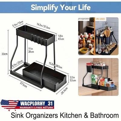 Multi-Purpose Pull-Out Storage Organizers, Under Sink/Cabinet Organizers Black.