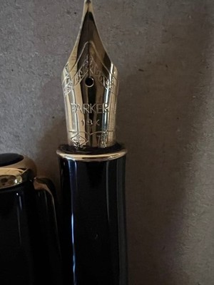 Parker Fountain Pen Black Gold Trim Vintage Ready to Use Authentic Rare