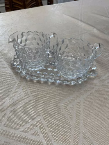 American Fostoria Cream and Sugar with Tray