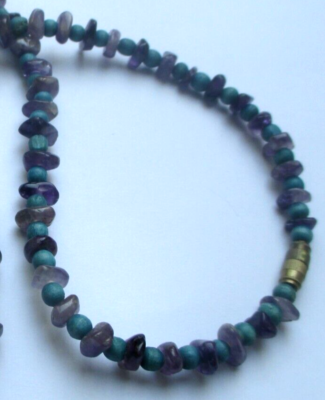 Collier Vintage En Perles D'améthyste Naturelles Ancien (réf. 1660) - Occasion Dans Son Jus