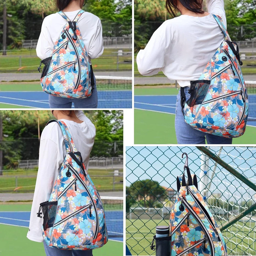 Pickleball Bag, Sport Pickleball Sling Bag for Women Man, Adjustable Pickleball