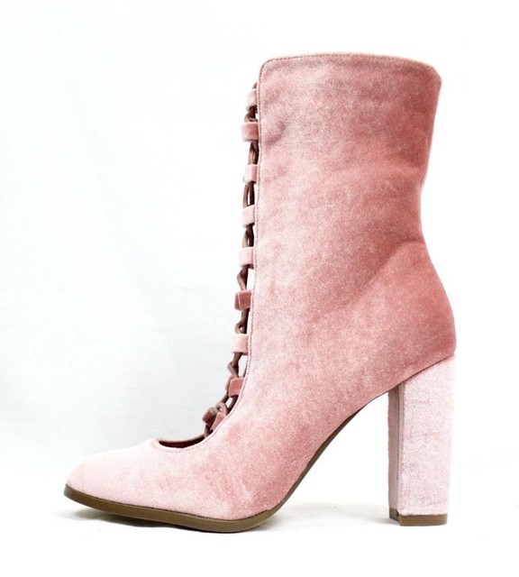 dusty rose lace up heels