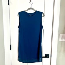 Athleta Sunlover Teal Blue UPF Shift Dress Nylon Vacation Beachy Size Small