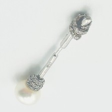 Vintage Apm Monaco Silver Pearl Zircon Earring One Piece