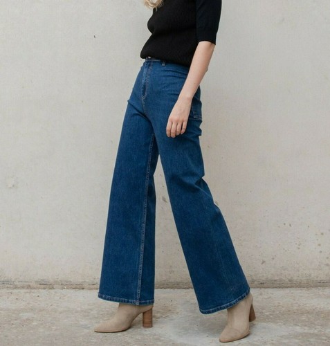 Jeans elasticizzati donna vita alta push up pantaloni nuovi a zampa larghi  da 48 | eBay