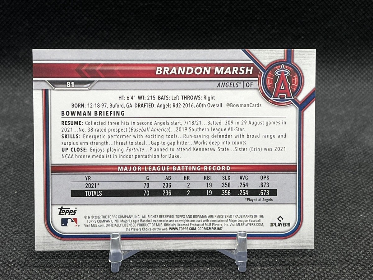 BRANDON MARSH ⚾️ 2022 Bowman Paper Sky Blue Rookie #81 | 131