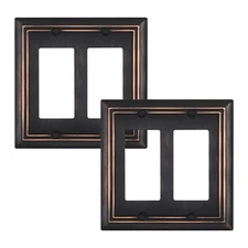 DEWENWILS Double Decorator Wall plates, Aged Bronze Outlet Covers, Metal 2-Pack