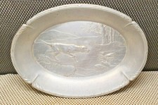 Antico Piano Alluminio Tema Caccia Cane Beccaccia Paesaggio 34,5 CM