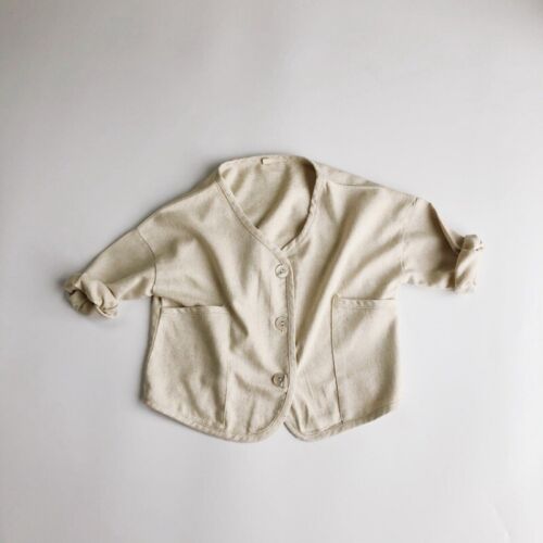 Boy Girl Cardigan Toddler Cotton Button Up Shirt Thin Cropped Striped Jacket Top - Picture 1 of 12