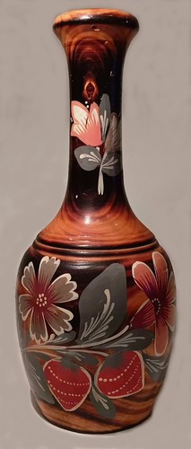 Hand Painted Wood Vase with 2 cups and Saucers Russia - Picture 7 of 9