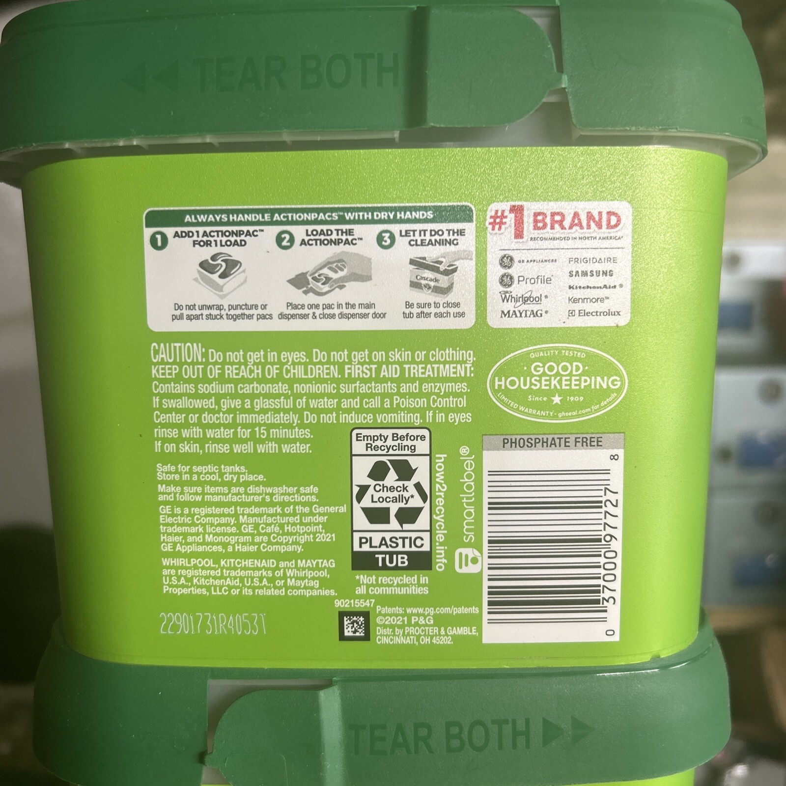 Cascade Original Dishwasher Packs Pods 50 Count Actionpacs 37000977278