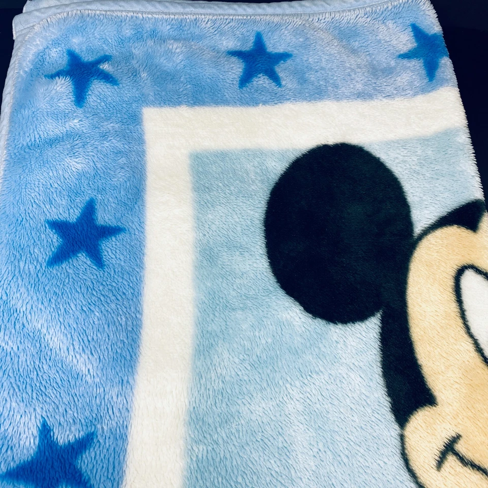 Disney Baby Mickey Mouse Blue Blanket Full Body Stars Luxe Fleece Throw Security - Image 3 of 4