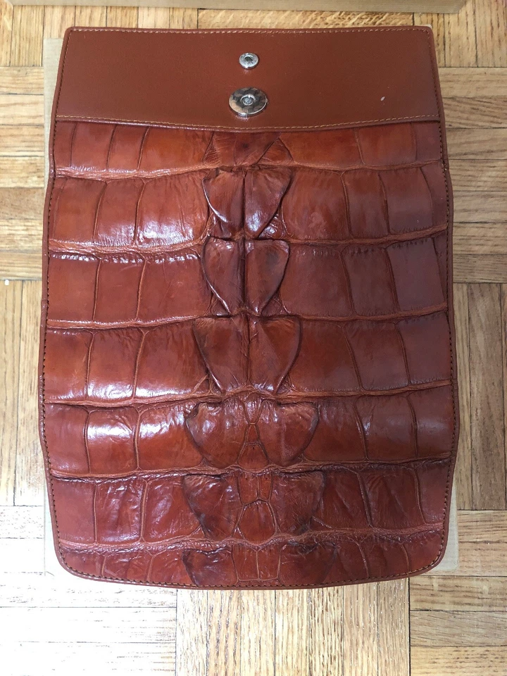 Cartera clutch Cocodrilo Hornback-Cola Color Coñac Genuino Cocodrilo Foto 2 de 4