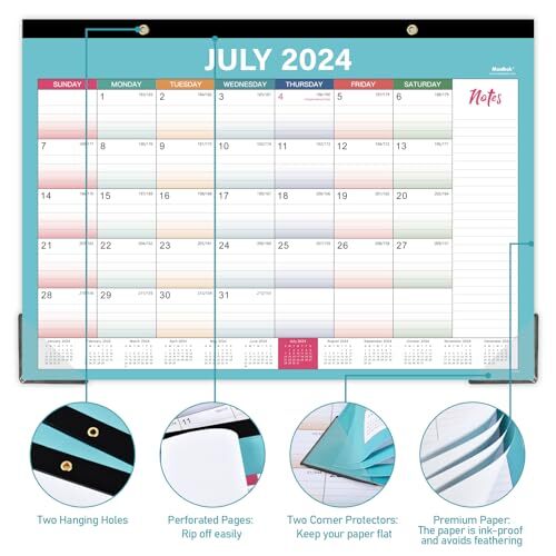 - 18 Month Calendar, Jul. 2024 - Dec. 2025, 17" x 12", Desk Calendar 2024-2025 - Picture 4 of 6