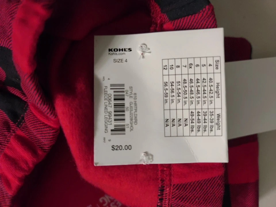 Pantalones Sku 1000000182 rojos y negros talla 4 para niñas nuevos con etiquetas Foto 4 de 4