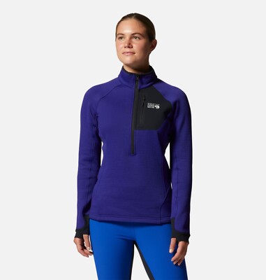 Mountain Hardwear Women's Polartec Power Grid Half Zip M Klein Blue New RRP £148