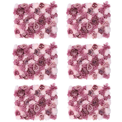 6Pcs Elegant Artificial Fake Rose Silk Pink+ Mauve Flower Indoor Warm Decor Gift