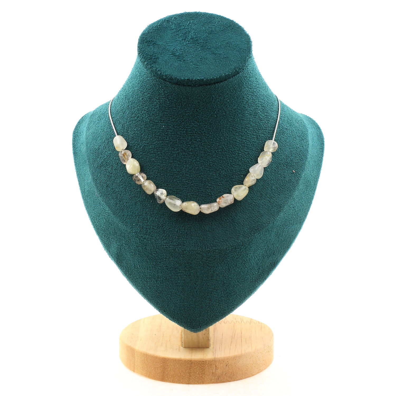 Collier quartz à rutile doré du Brésil et chaine acier, cadeau idéal femme